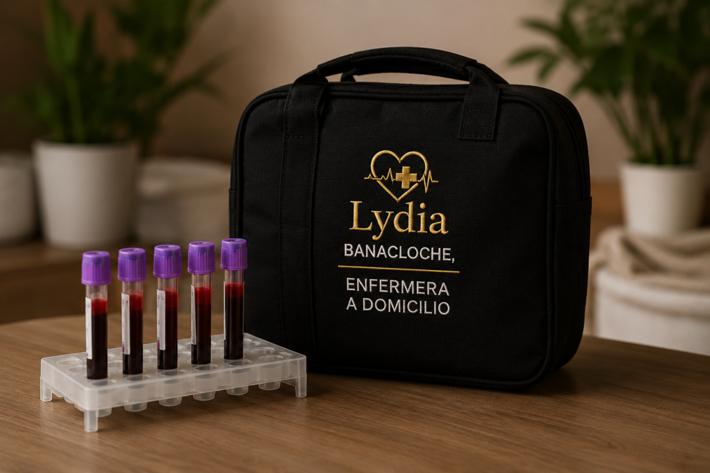Material para analíticas y extracción de sangre a domicilio preparado por enfermera en Camp de Túria