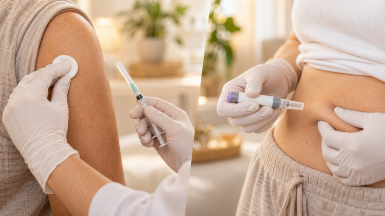 Diferencias entre una inyección intramuscular en el brazo y una inyección subcutánea en el abdomen